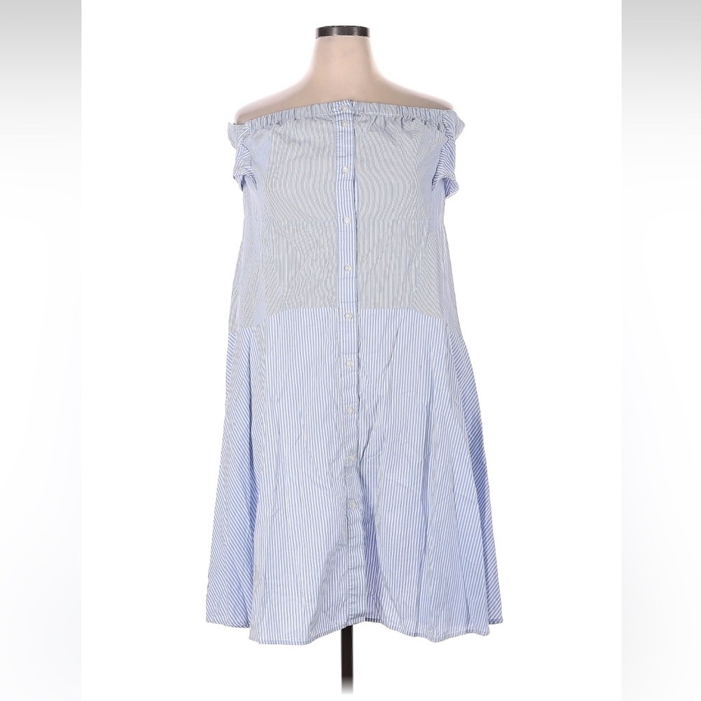 Tome blue white strapless dress